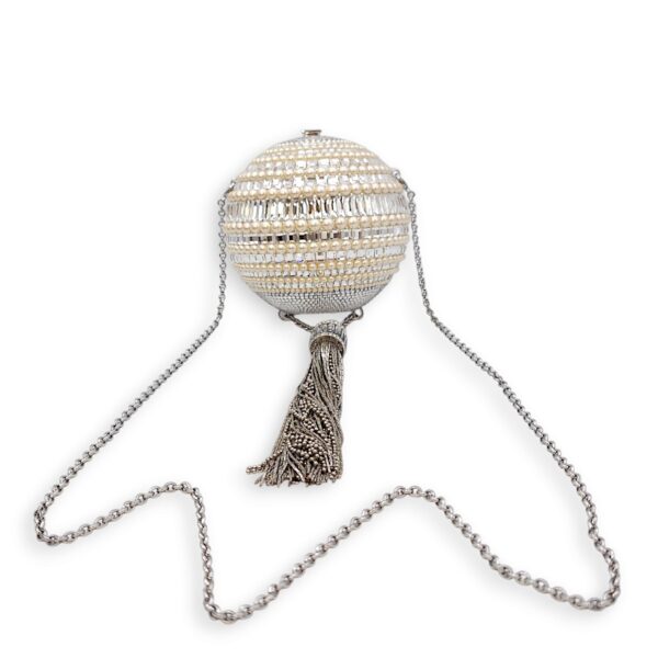 Couture Sphere Celestial Clutch Bag White Clutch in Pearl & Crystals, Palladium hardware - Image 4