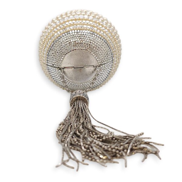 Couture Sphere Celestial Clutch Bag White Clutch in Pearl & Crystals, Palladium hardware - Image 7