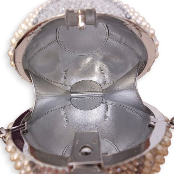 Couture Sphere Celestial Clutch Bag White Clutch in Pearl & Crystals, Palladium hardware - Image 8