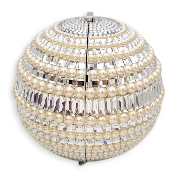 Couture Sphere Celestial Clutch Bag White Clutch in Pearl & Crystals, Palladium hardware - Image 5