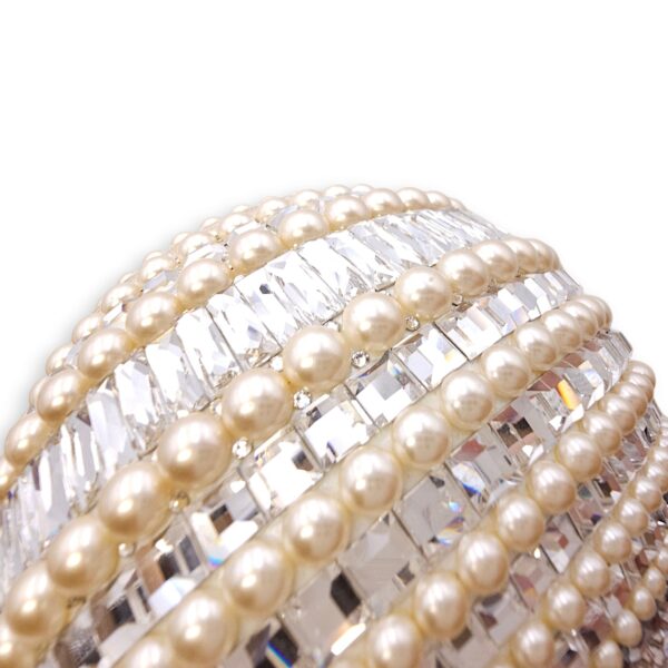 Couture Sphere Celestial Clutch Bag White Clutch in Pearl & Crystals, Palladium hardware - Image 11