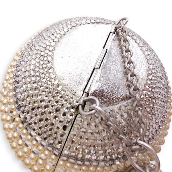 Couture Sphere Celestial Clutch Bag White Clutch in Pearl & Crystals, Palladium hardware - Image 9