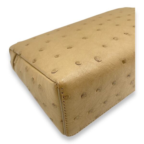Extra Pocket 19 Beige Top Handle Bag in Ostrich, Gold hardware - Image 10
