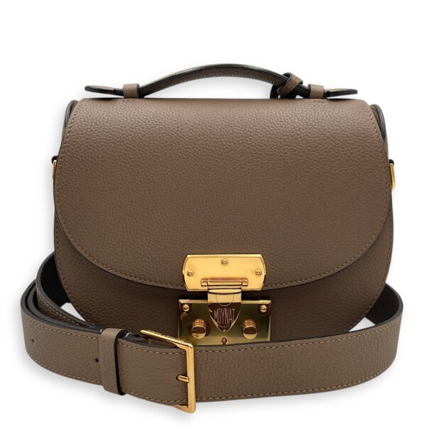 Flori PM Taupe Shoulder Bag in Calfskin, Gold hardware - Image 13