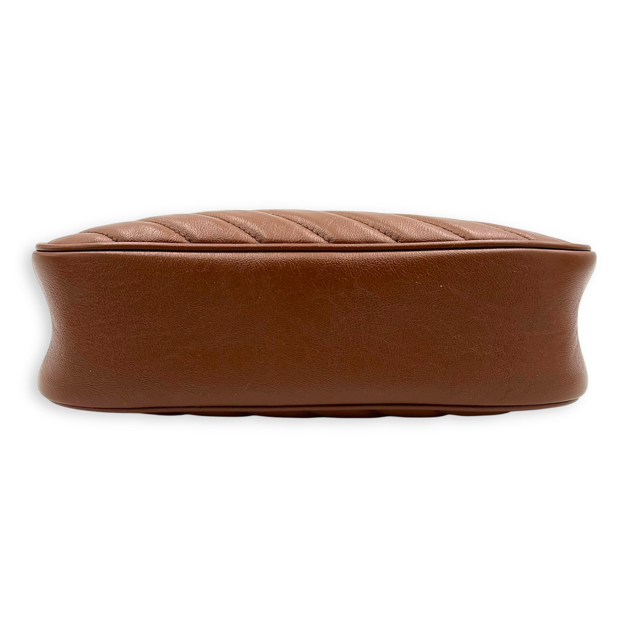 GG Marmont Crossbody Bag Brown in Calfskin, Gold hardware - Image 6