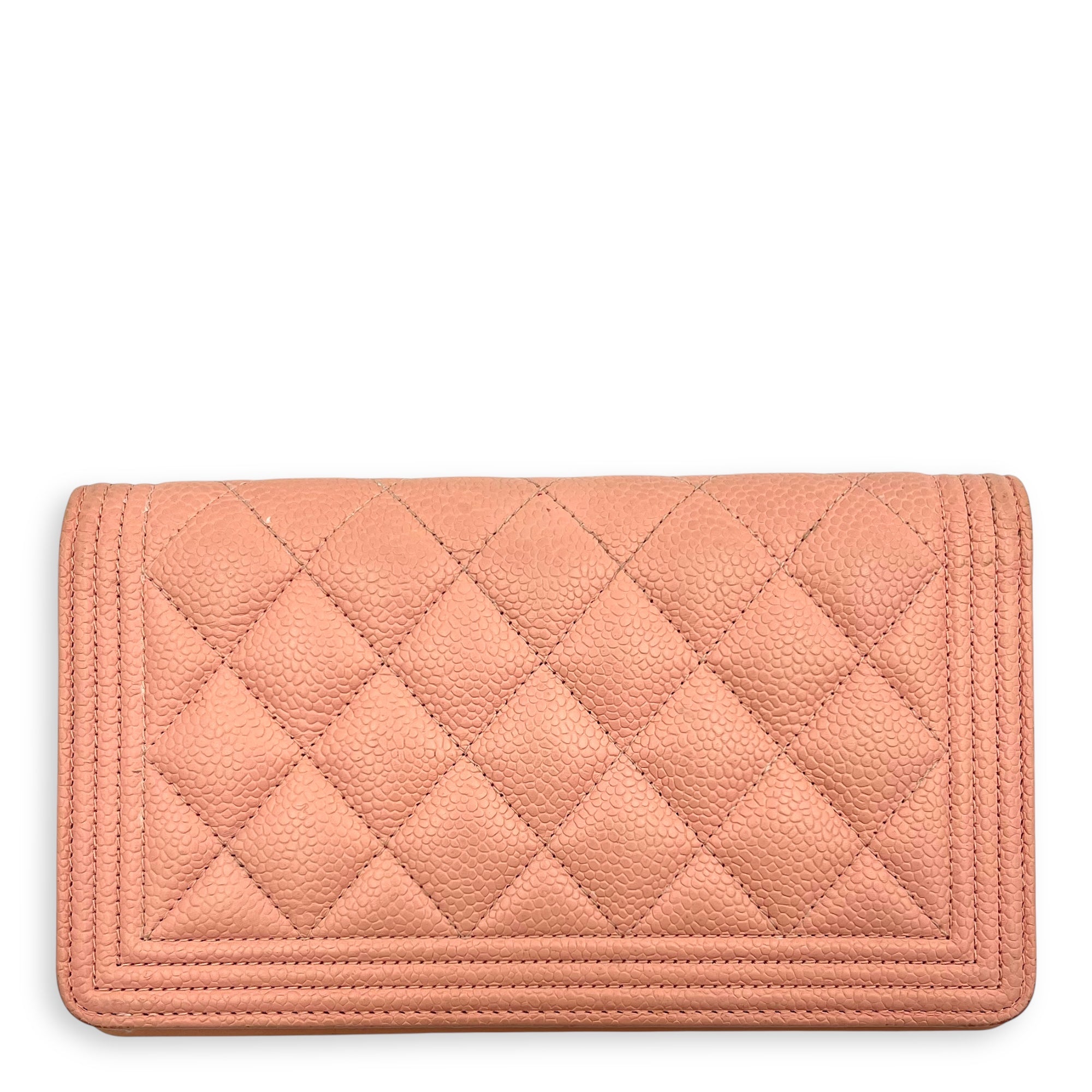 Boy Peach Wallet in Caviar Leather, Gold hardware - Image 3