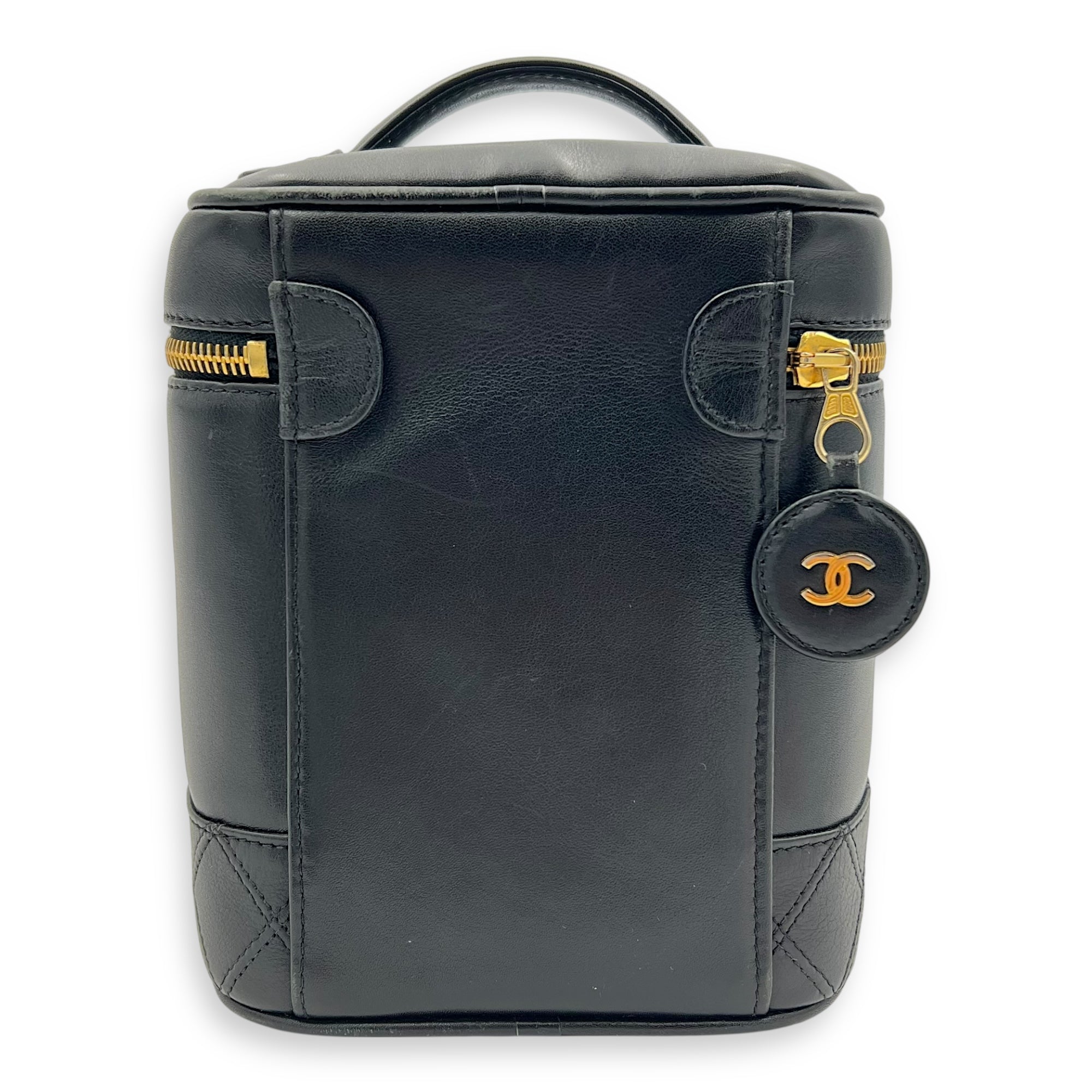 Vintage Vanity Bag Black in Calfskin, Gold hardware - Image 3