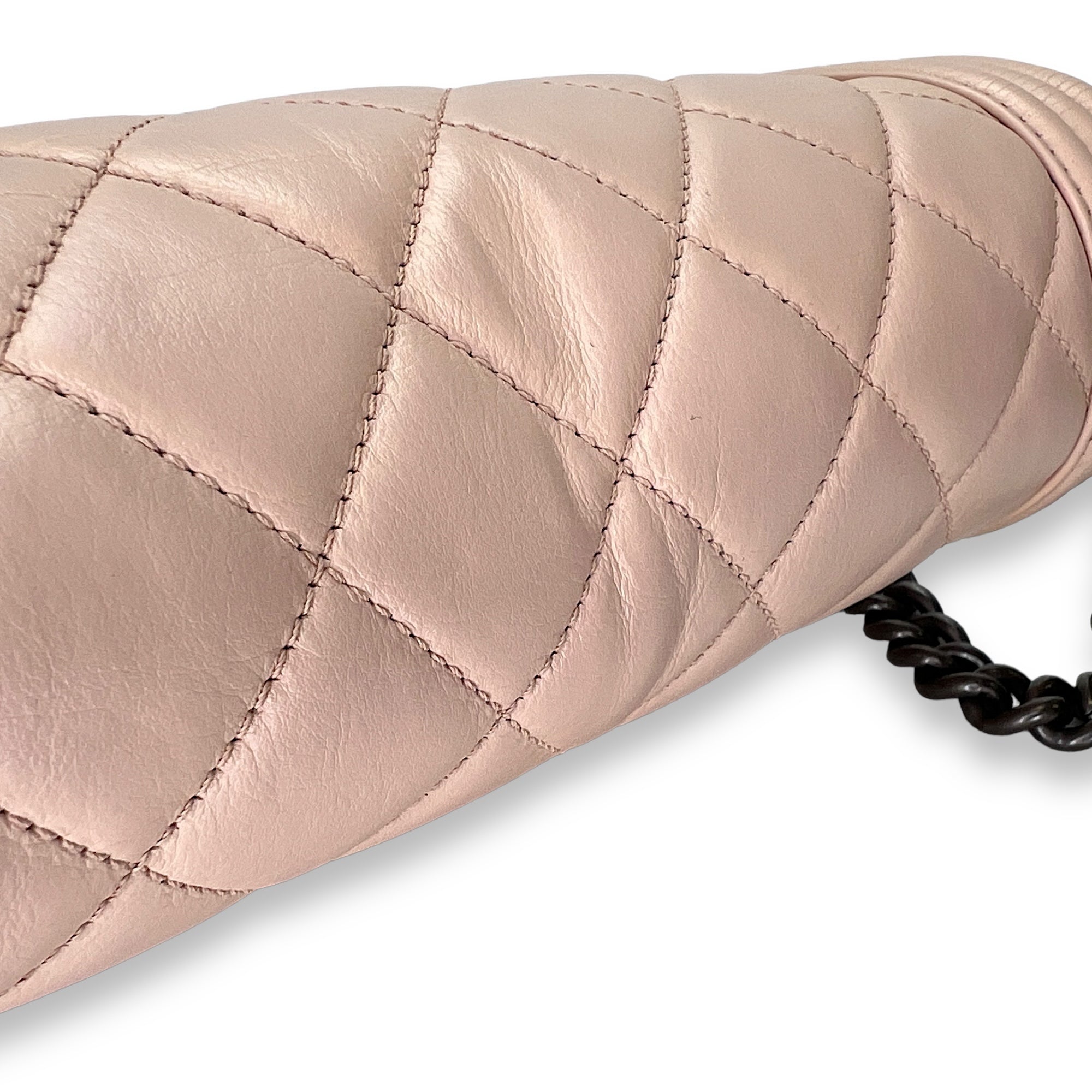 Boy Crossbody Bag Medium Beige in Calfskin , Ruthenium Hardware - Image 8