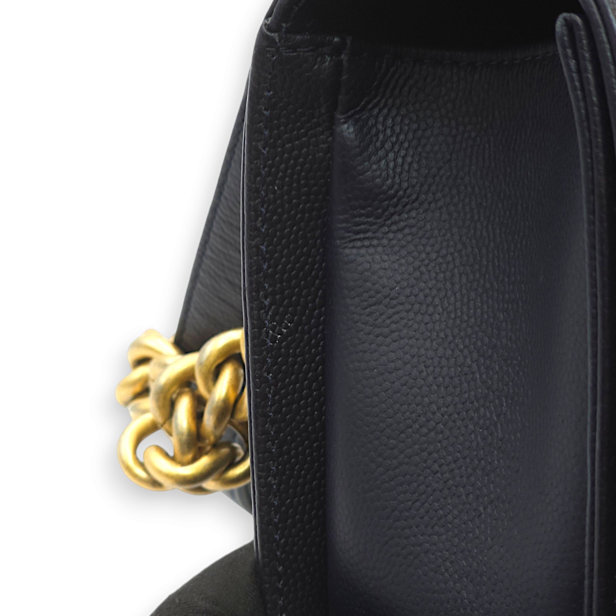 Boy Medium Navy Blue Crossbody Bag in Caviar Leather, Gold hardware - Image 12