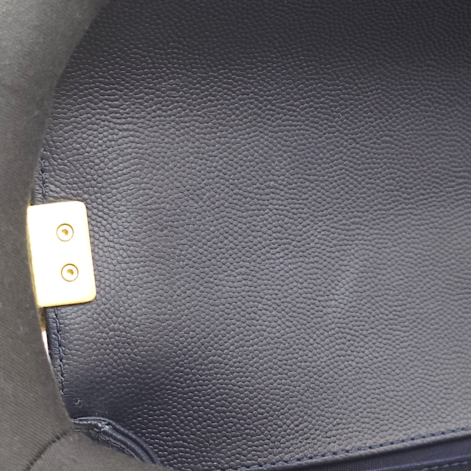 Boy Medium Navy Blue Crossbody Bag in Caviar Leather, Gold hardware - Image 13