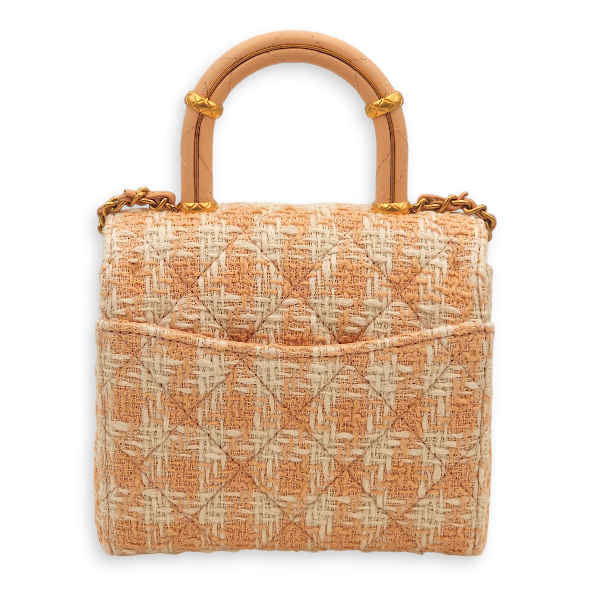 Coco Crush Multi-colour Top Handle Bag in Tweed/Calf, Gold hardware - Image 4