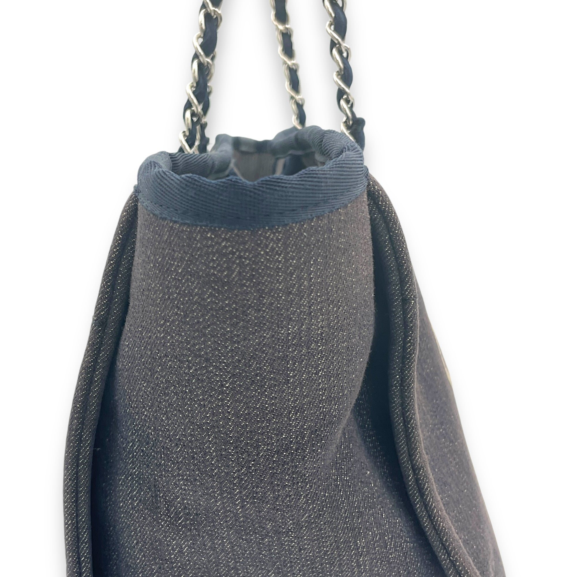 Deauville Blue Top Handle Bag in Denim, Silver hardware - Image 9