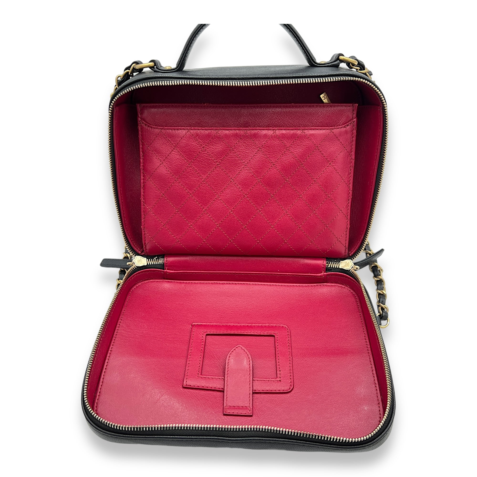 Filigree Large Black Vanity Bag in Caviar Leather, Gold hardware - Image 16