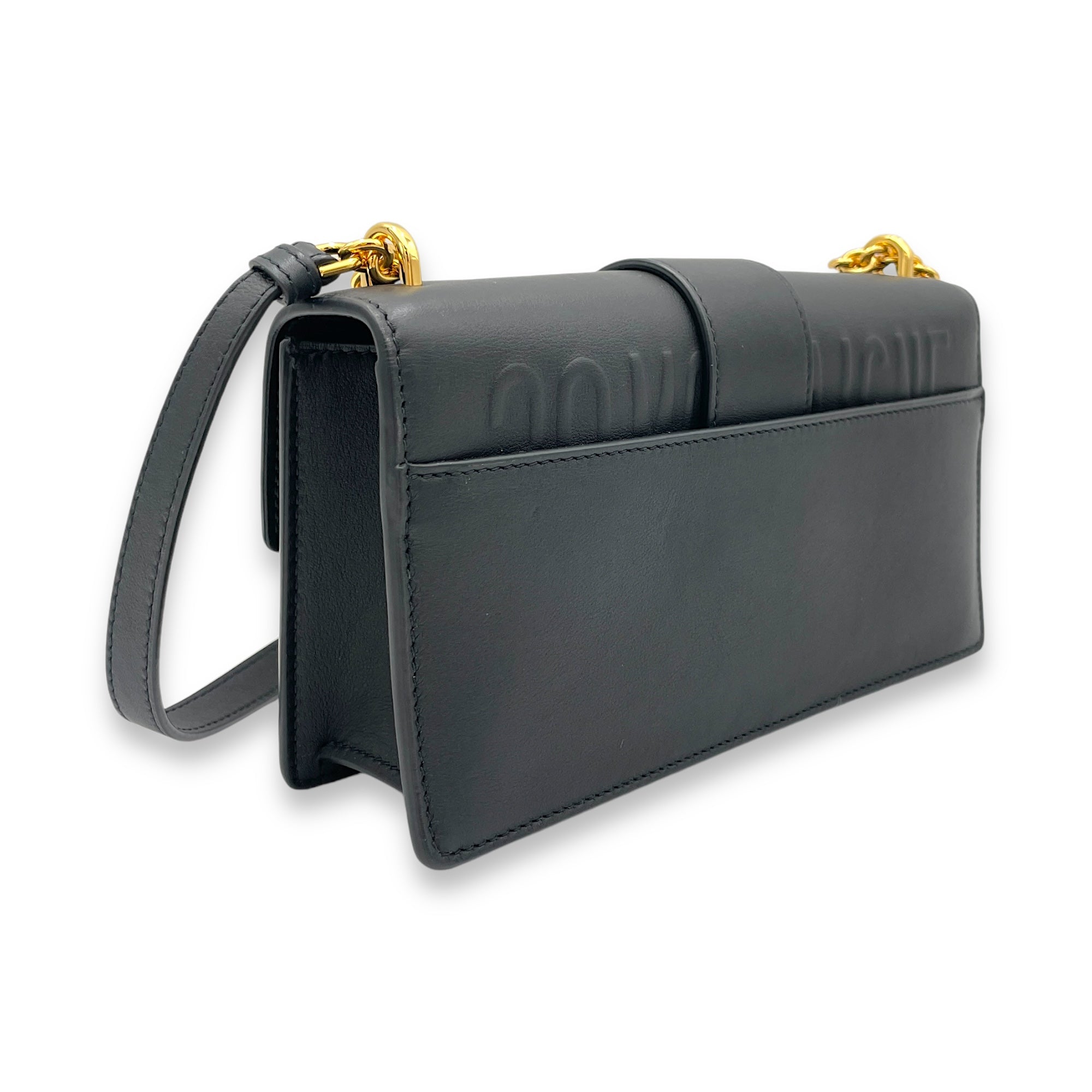 30 Montaigne Shoulder Bag East West Black in Calfskin, Gold hardware - Image 5