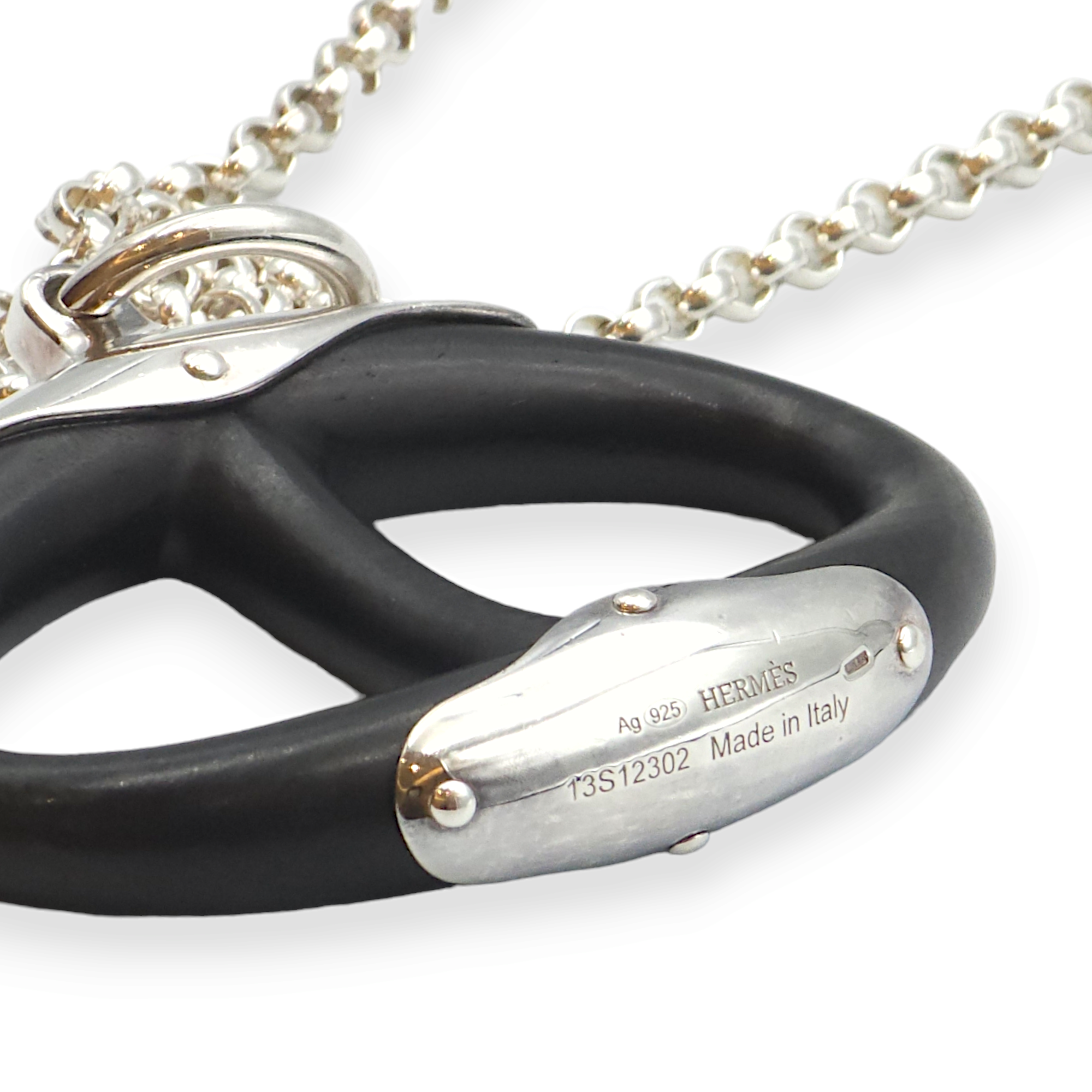 Chaine D'ancre Pendant Black Necklace in Ebony Wood, Silver hardware - Image 4