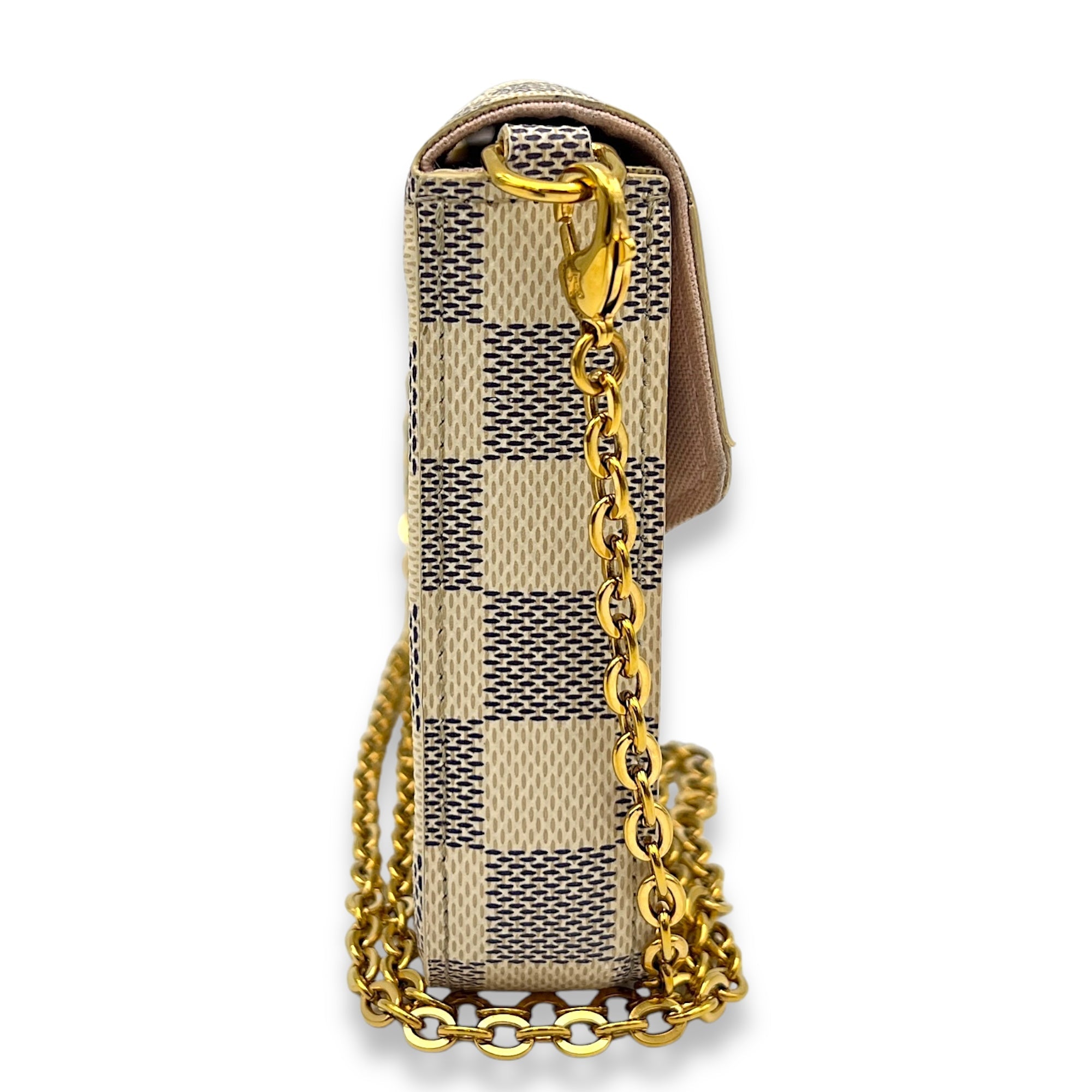Felicie Damier Azur Wallet On Chain in Coated Canvas, Gold hardware - Image 4