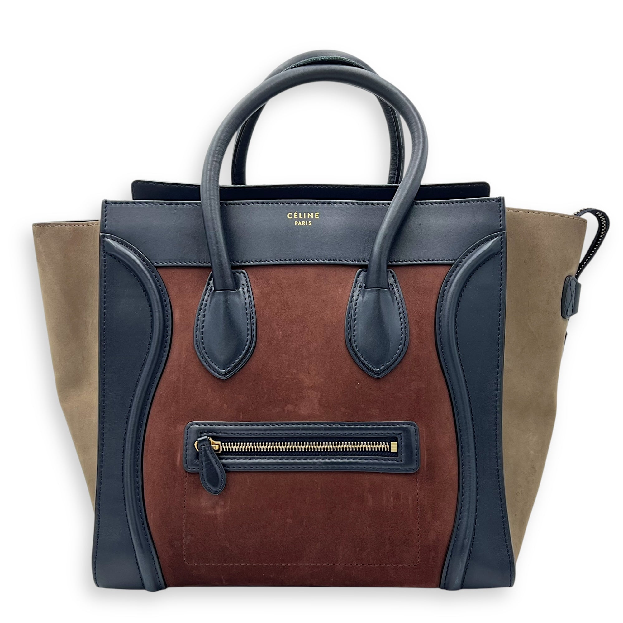 Luggage Mini Multi-colour Top Handle Bag in Suede Leather, Gold hardware