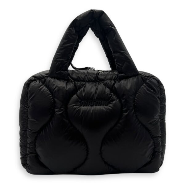 Paded Boston Top Handle Bag Black in Nylon, Silver hardware