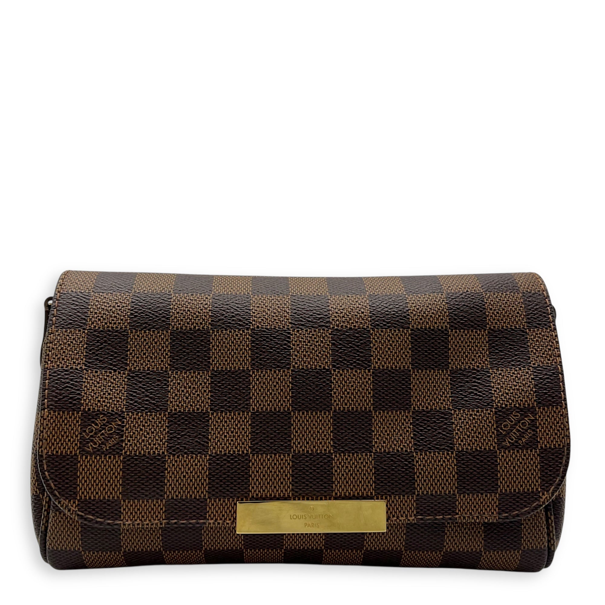 Favourite PM Brown Crossbody Bag in Coated Canvas, Gold hardware