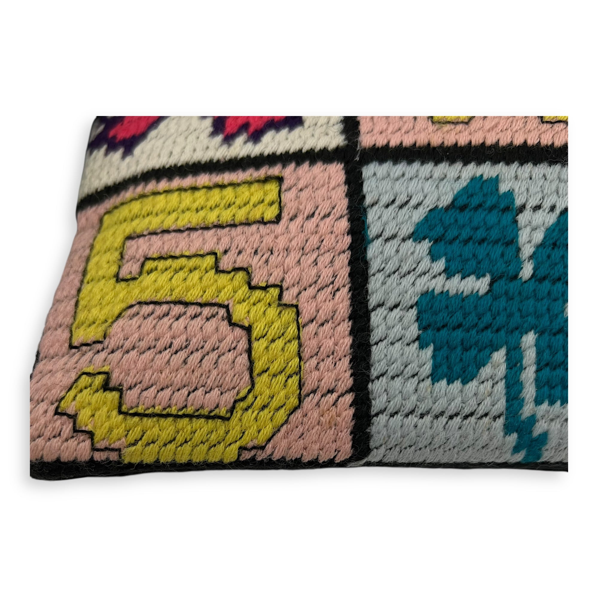 Patchwork Clutch Multi-colour in Knit, Gold hardware - Image 8