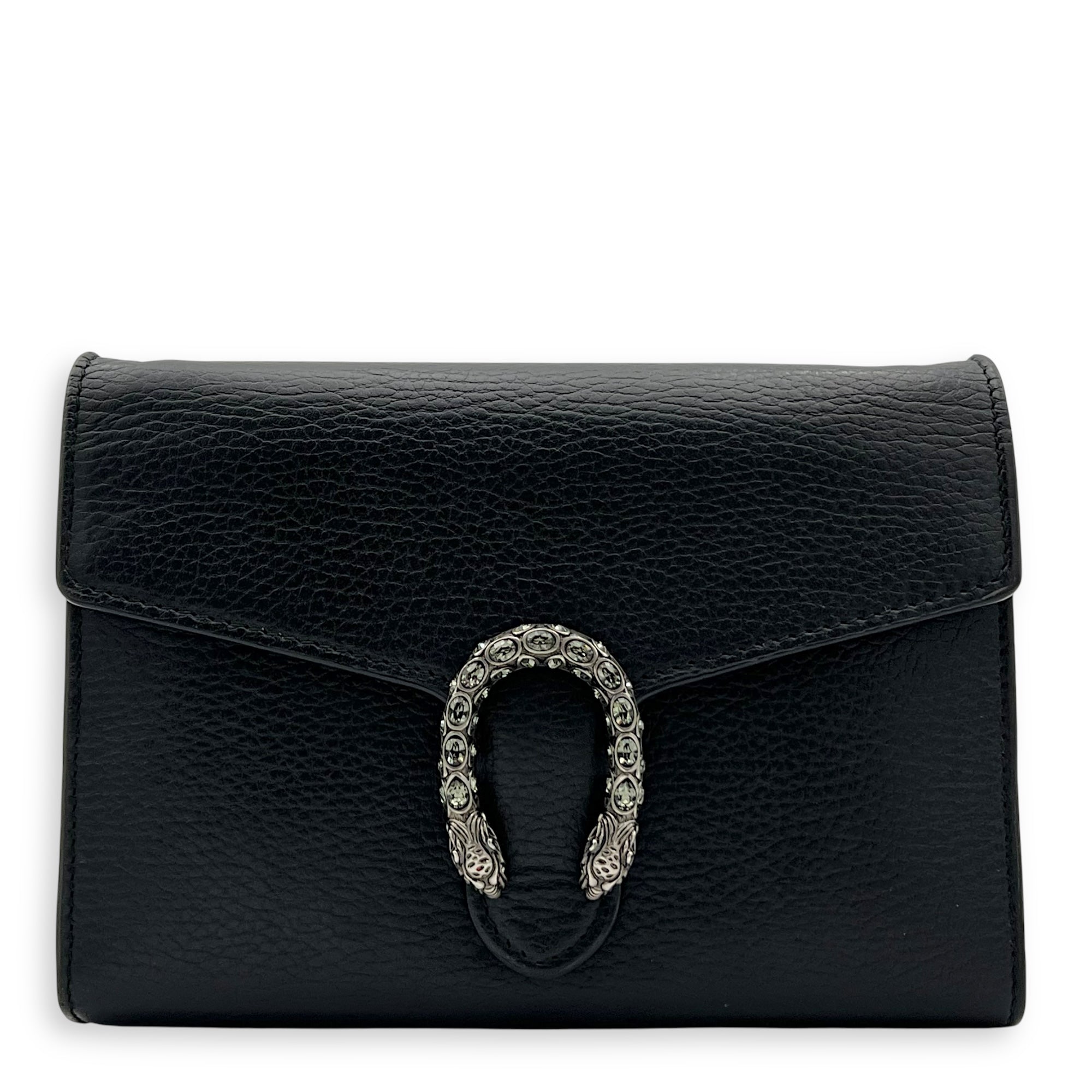 Dionysus Wallet On Chain Black in Calfskin, Silver hardware