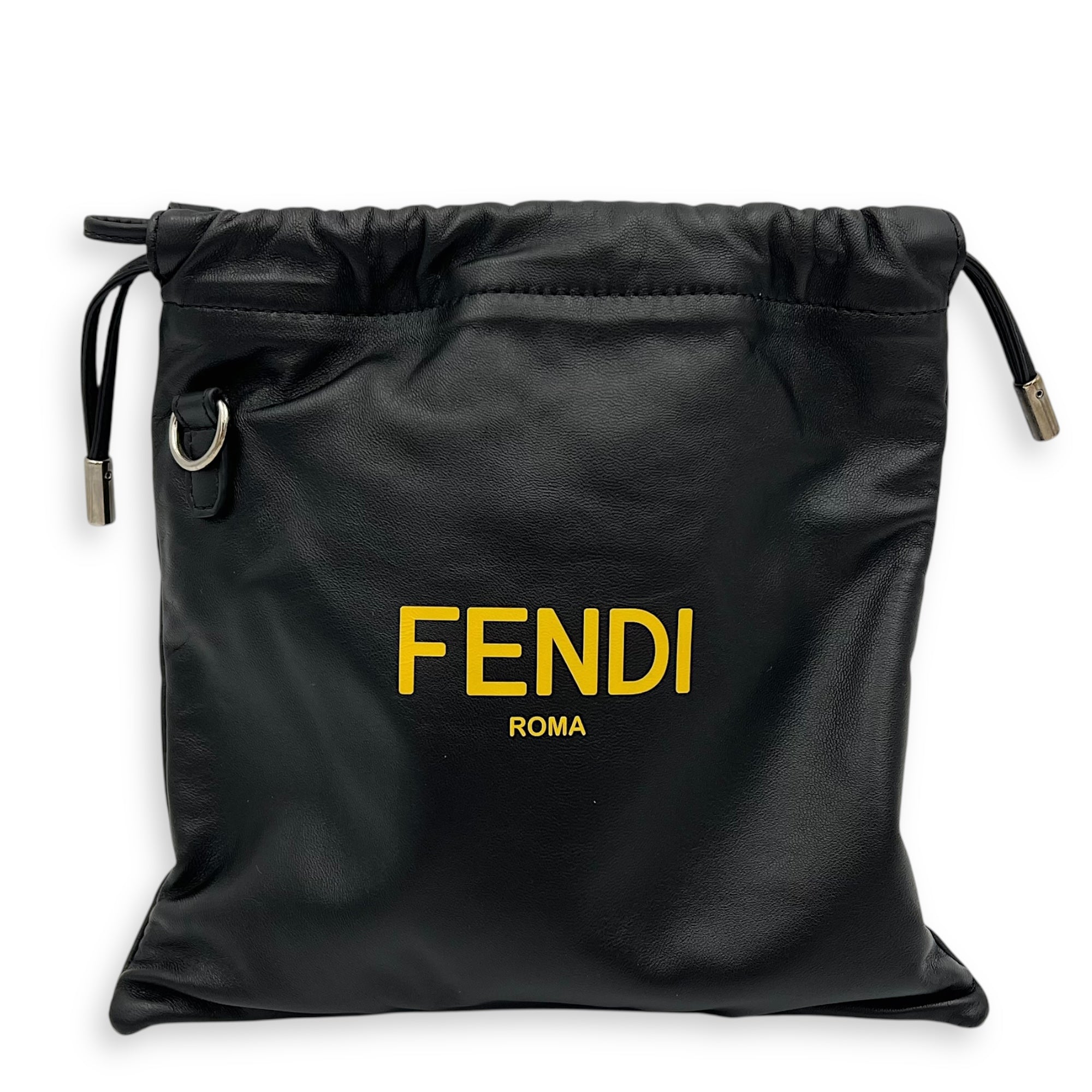 Logo Black Crossbody Bag in Calfskin, Silver hardware