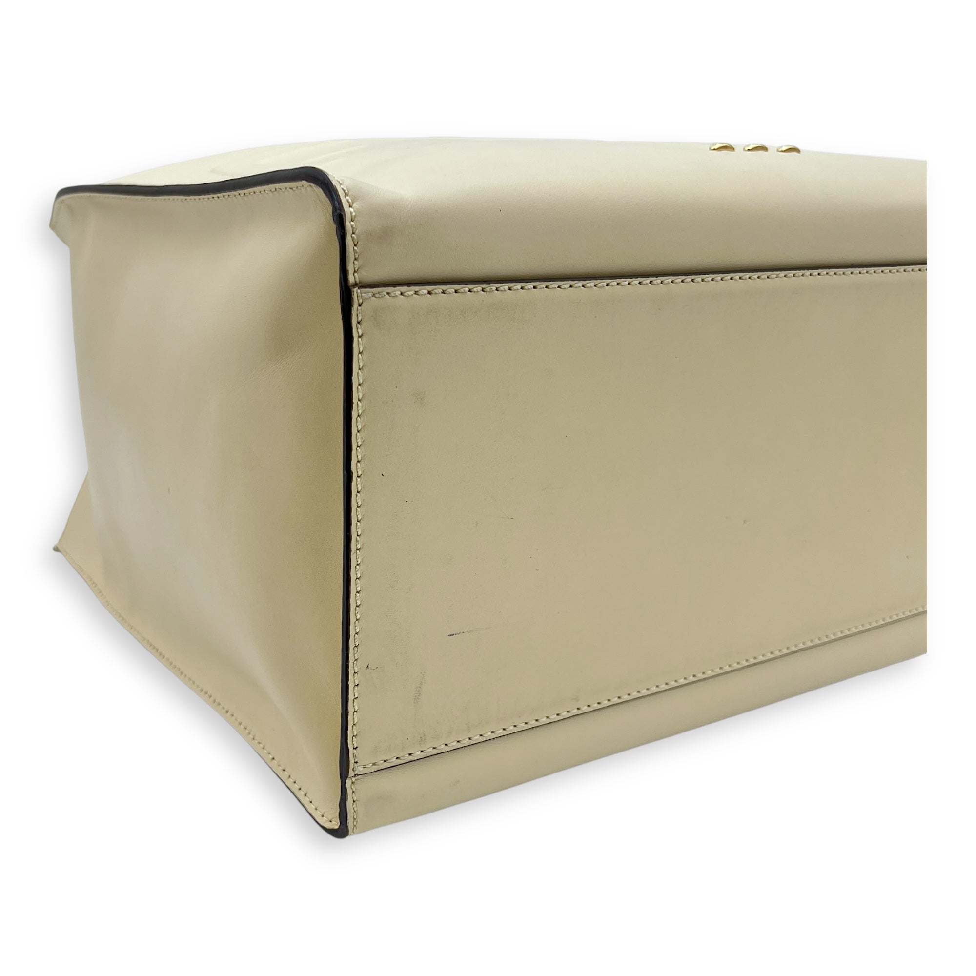 Sunshine Top Handle Bag Beige in Calfskin, Gold hardware - Image 14