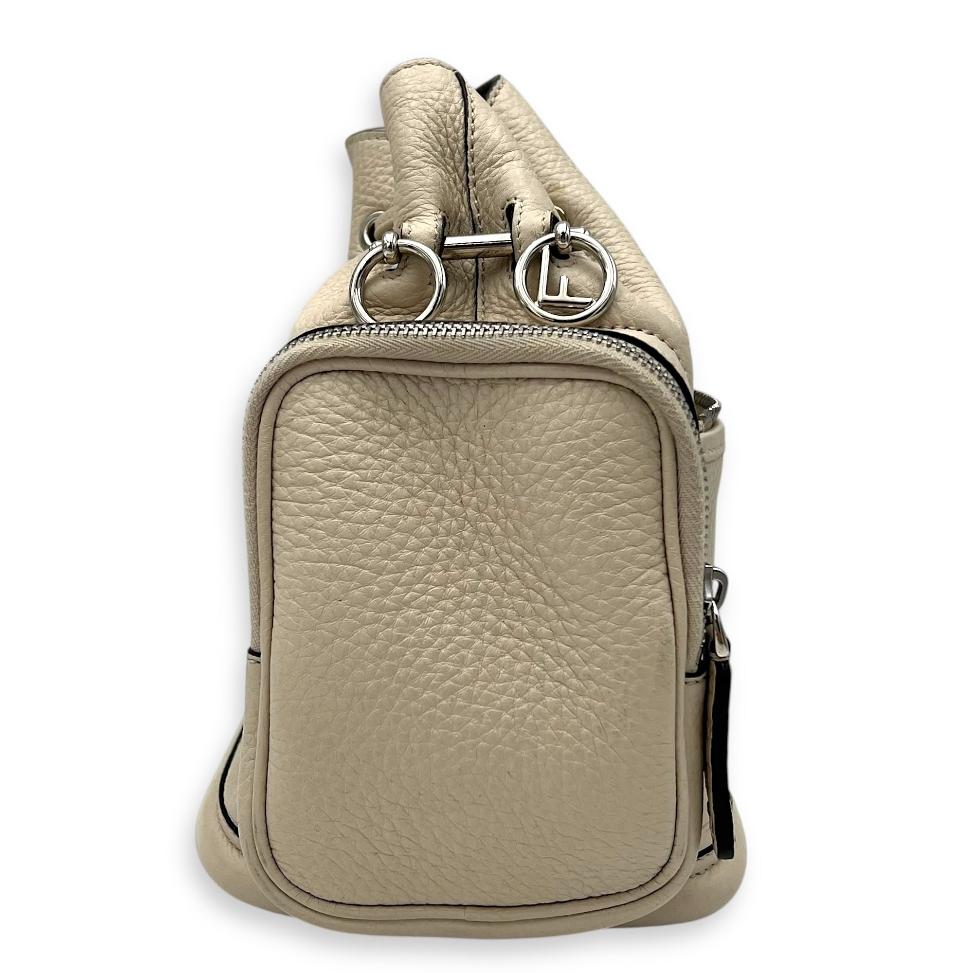 Mon Tresor Beige Bucket Bag in Calfskin, Silver hardware - Image 4