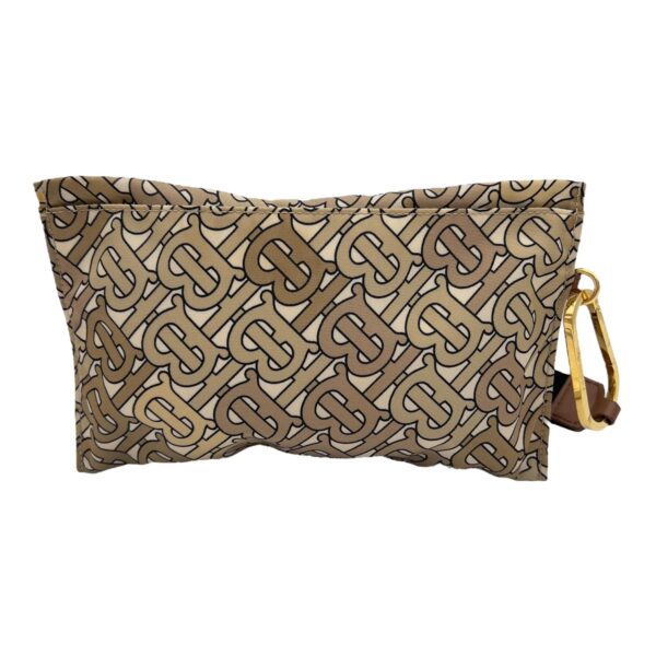 TB Logo Brown Pouch in Canvas, Gold hardware - Image 3