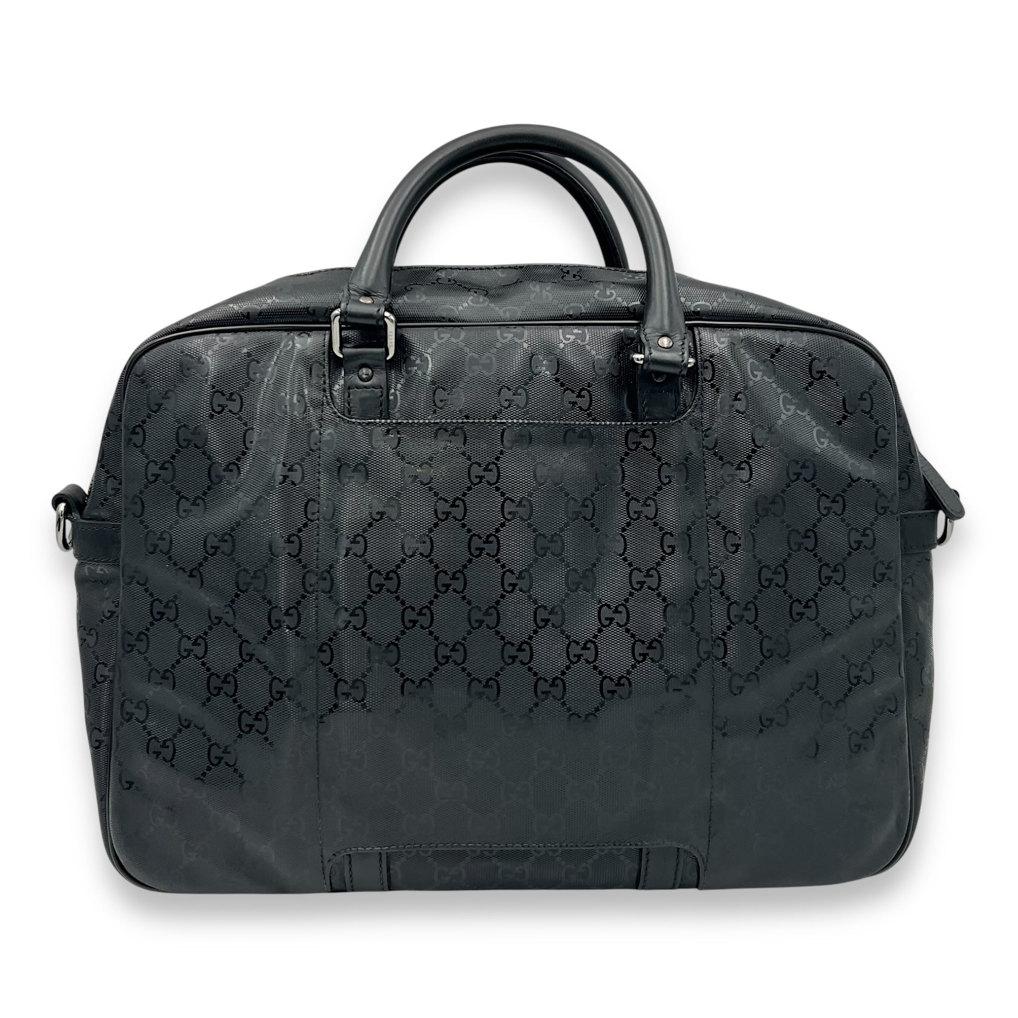 GG Imprime Black Messenger in Coated Canvas, Silver hardware - Image 3