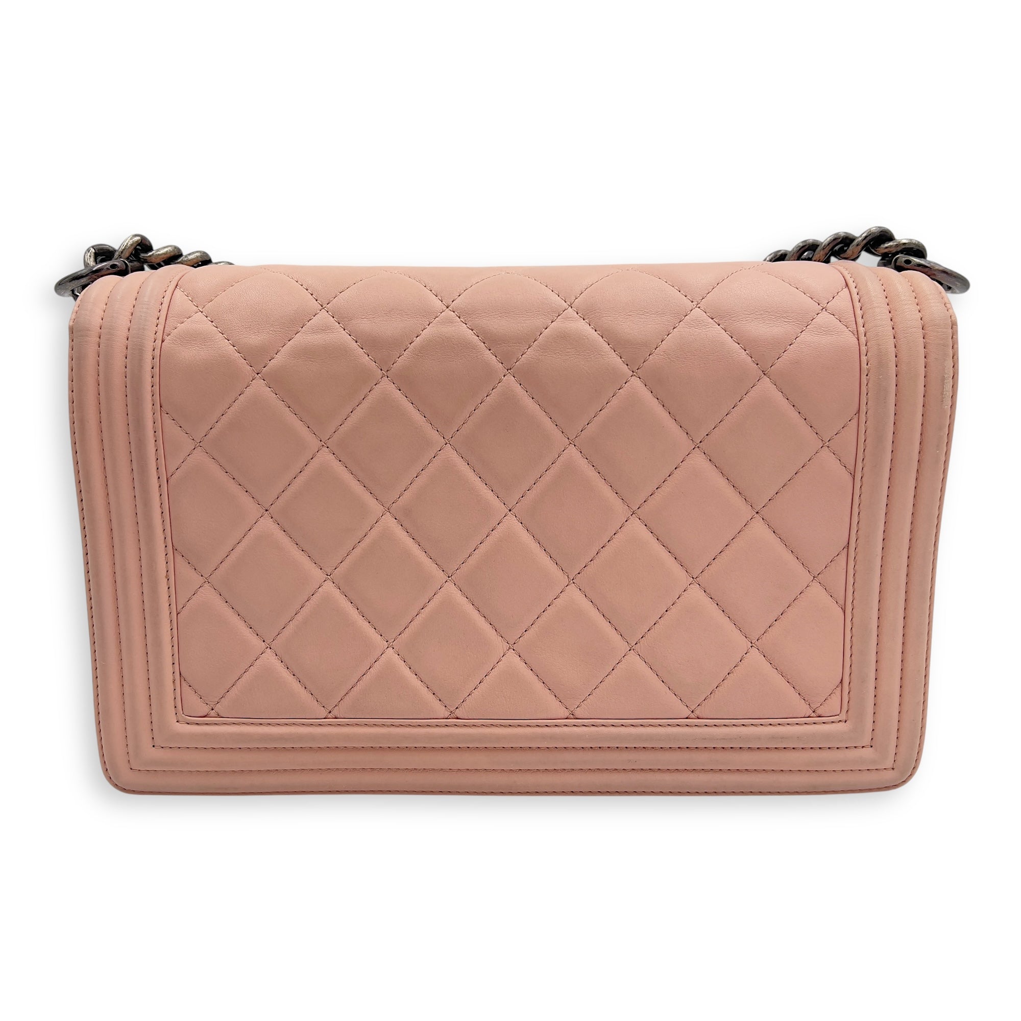 Boy Medium Pink Shoulder Bag in Calfskin, Ruthenium hardware - Image 3