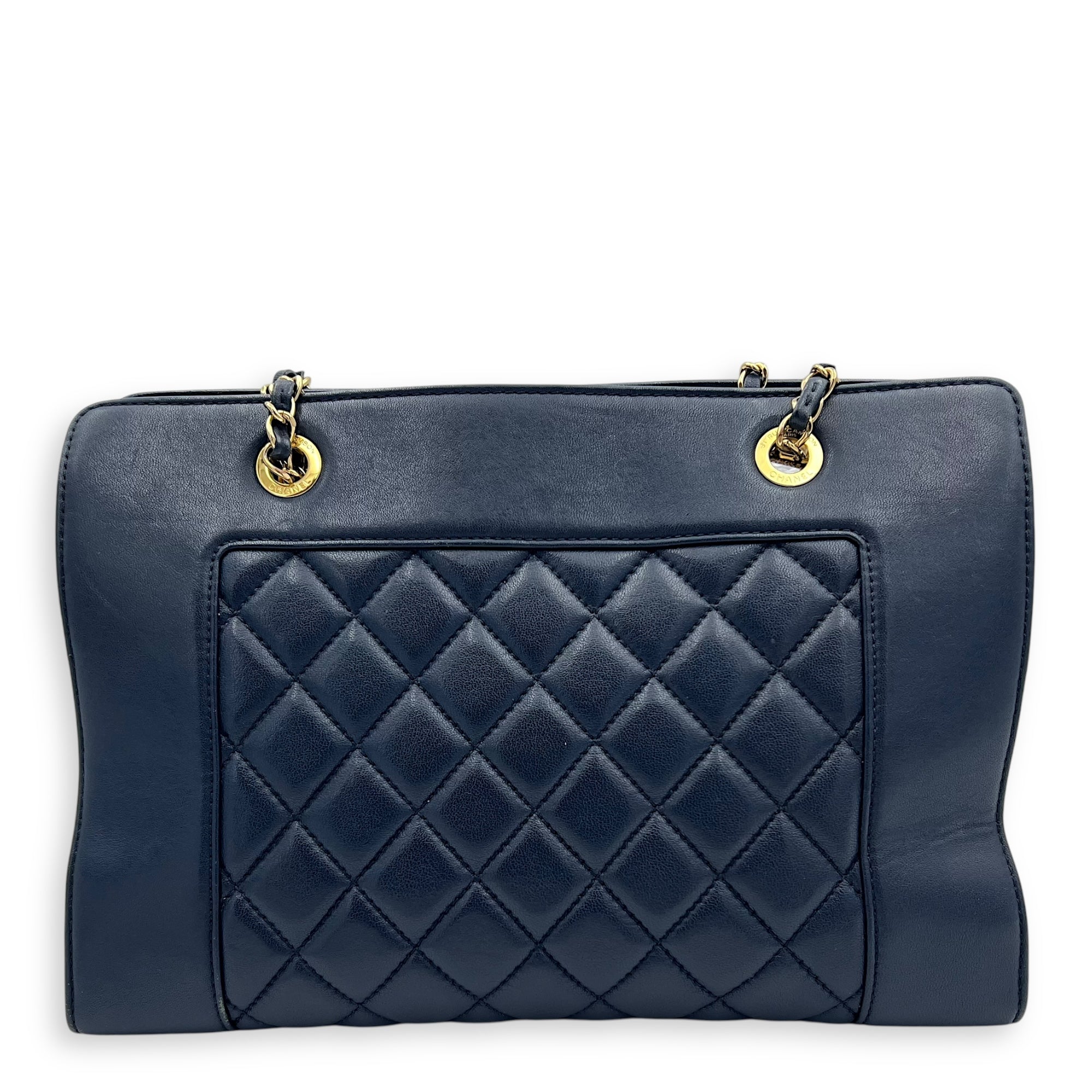 CC Shoulder Bag Blue in Calfskin, Gold hardware - Image 3