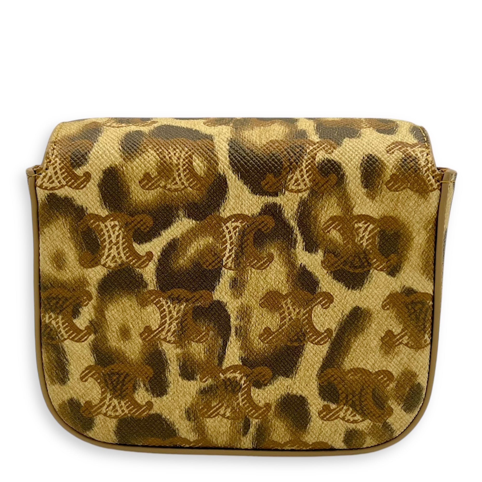 Claude Mini Brown Crossbody Bag in Coated Canvas, Gold hardware - Image 3