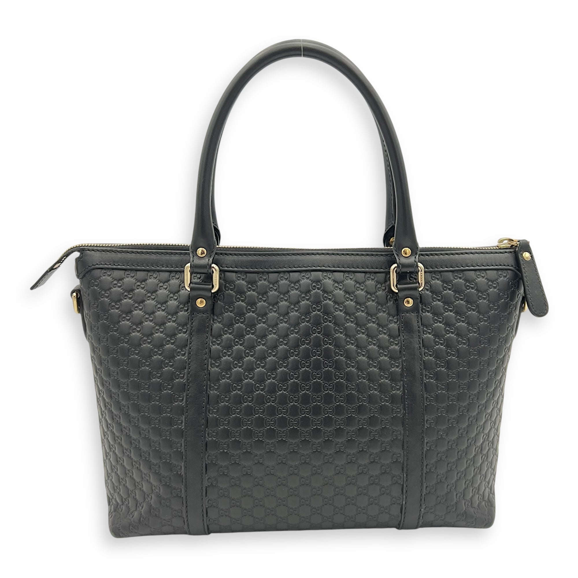 GG Tote Bag Black in Guccissima Leather, Gold hardware - Image 3