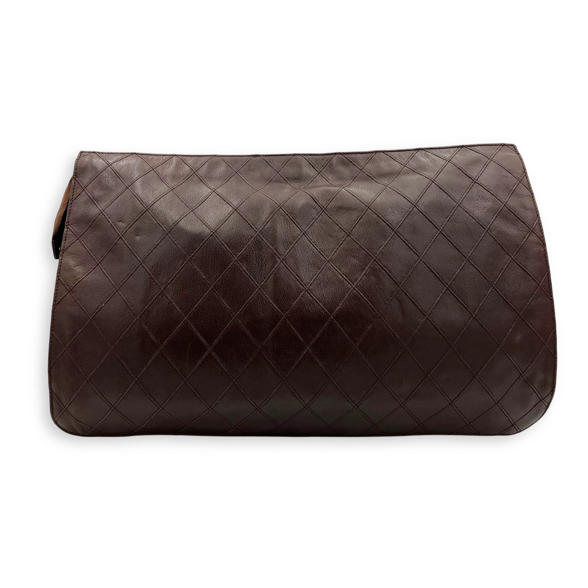 Vintage Pouch Brown in Calfskin, Antique Brass hardware - Image 3