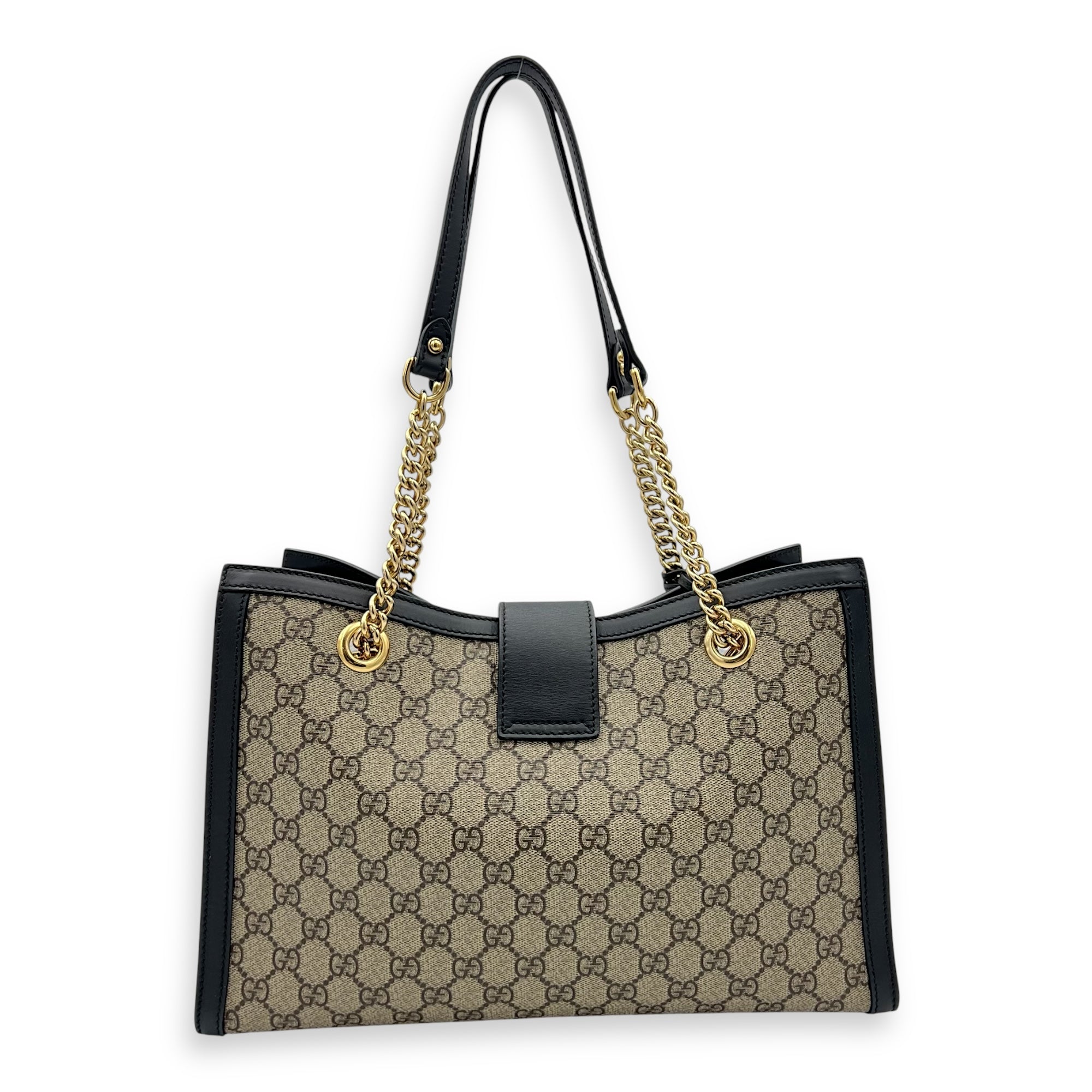 Padlock Tote Bag Beige in Coated Canvas, Gold hardware - Image 3