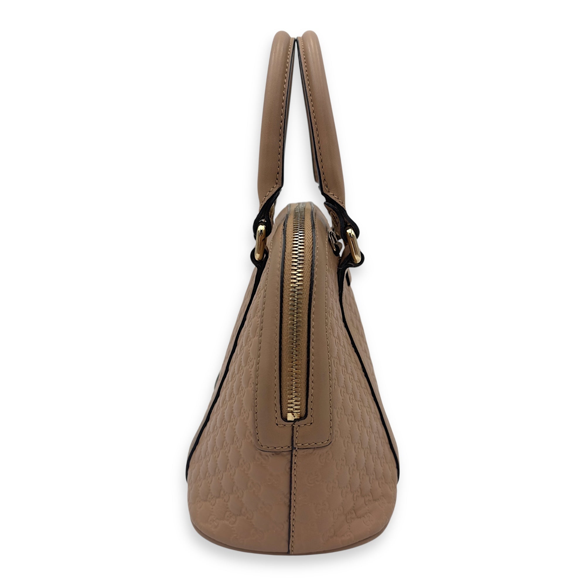 Dome Top Handle Bag Beige in Calfskin, Gold hardware - Image 4