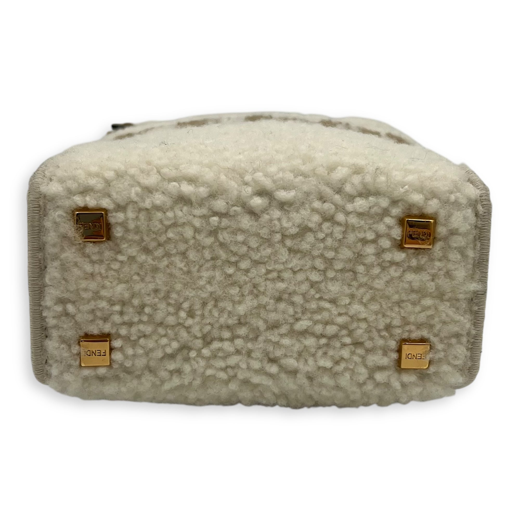 Sunshine Shoulder Bag White in Faux Fur, Gold hardware - Image 6