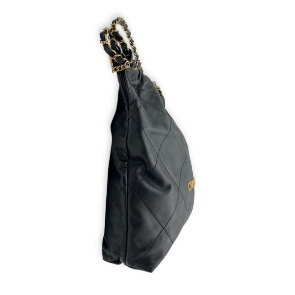 22 Tote Shoulder Bag Black in Calfskin, Gold hardware - Image 5