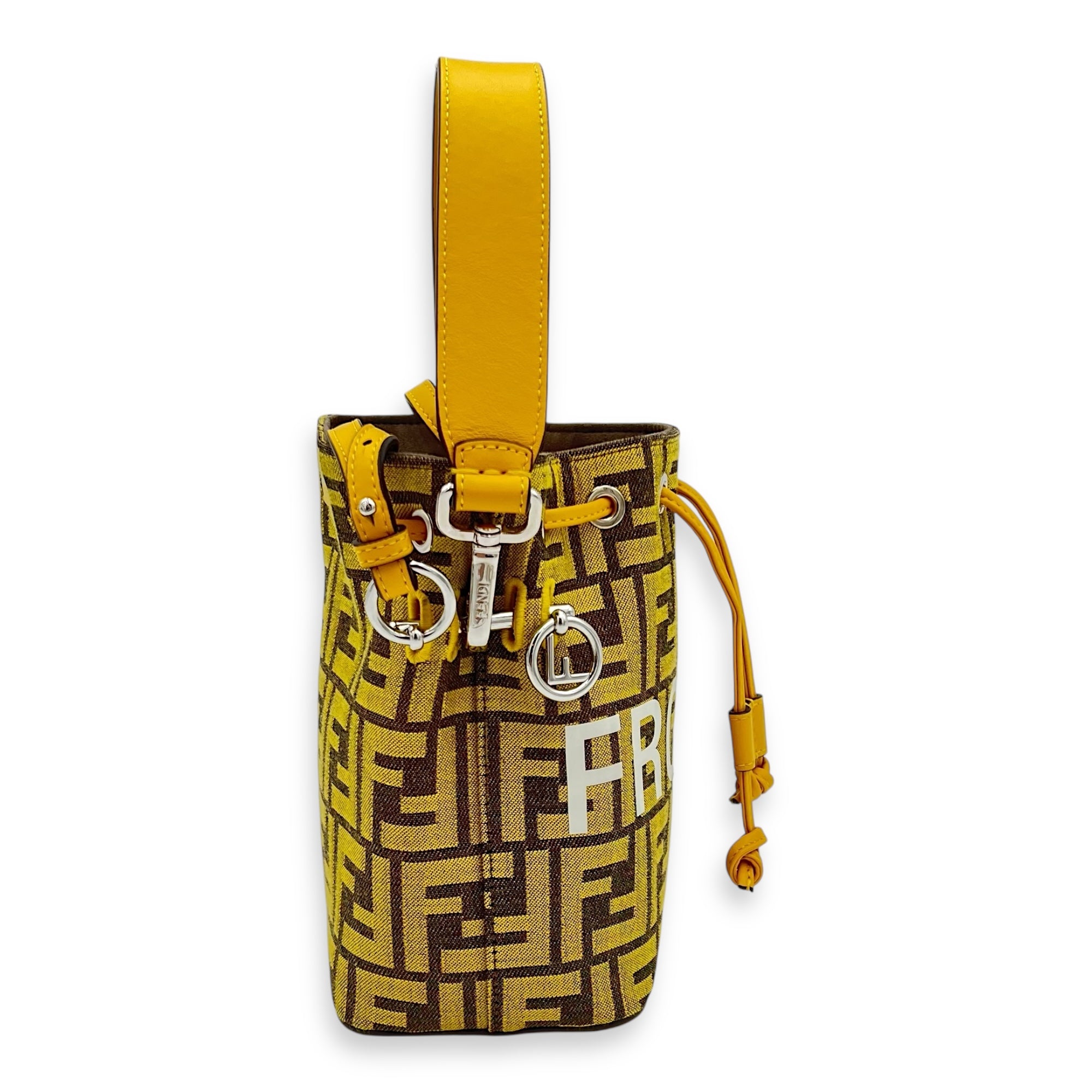 Mon Tresor Bucket Bag Yellow in Canvas, Silver hardware - Image 4