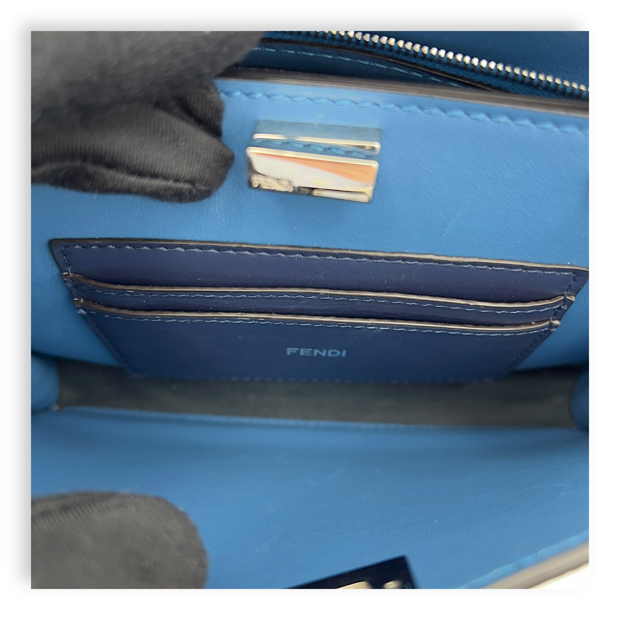 ISeeU Petite Blue Top Handle Bag in Calfskin, Silver hardware - Image 8