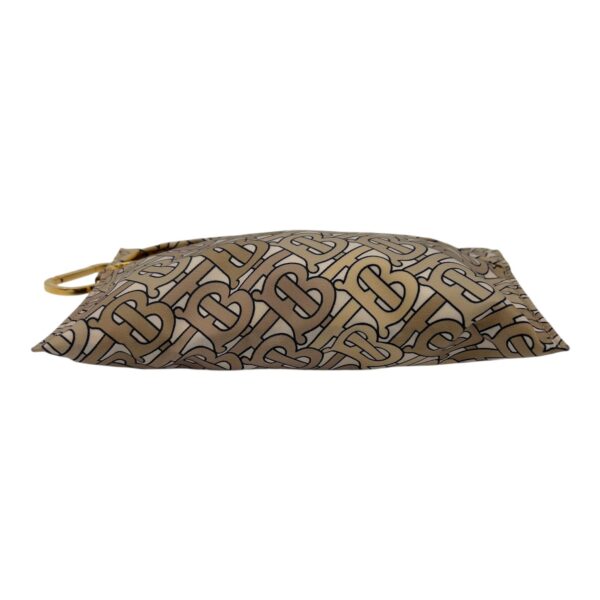 TB Logo Brown Pouch in Canvas, Gold hardware - Image 6