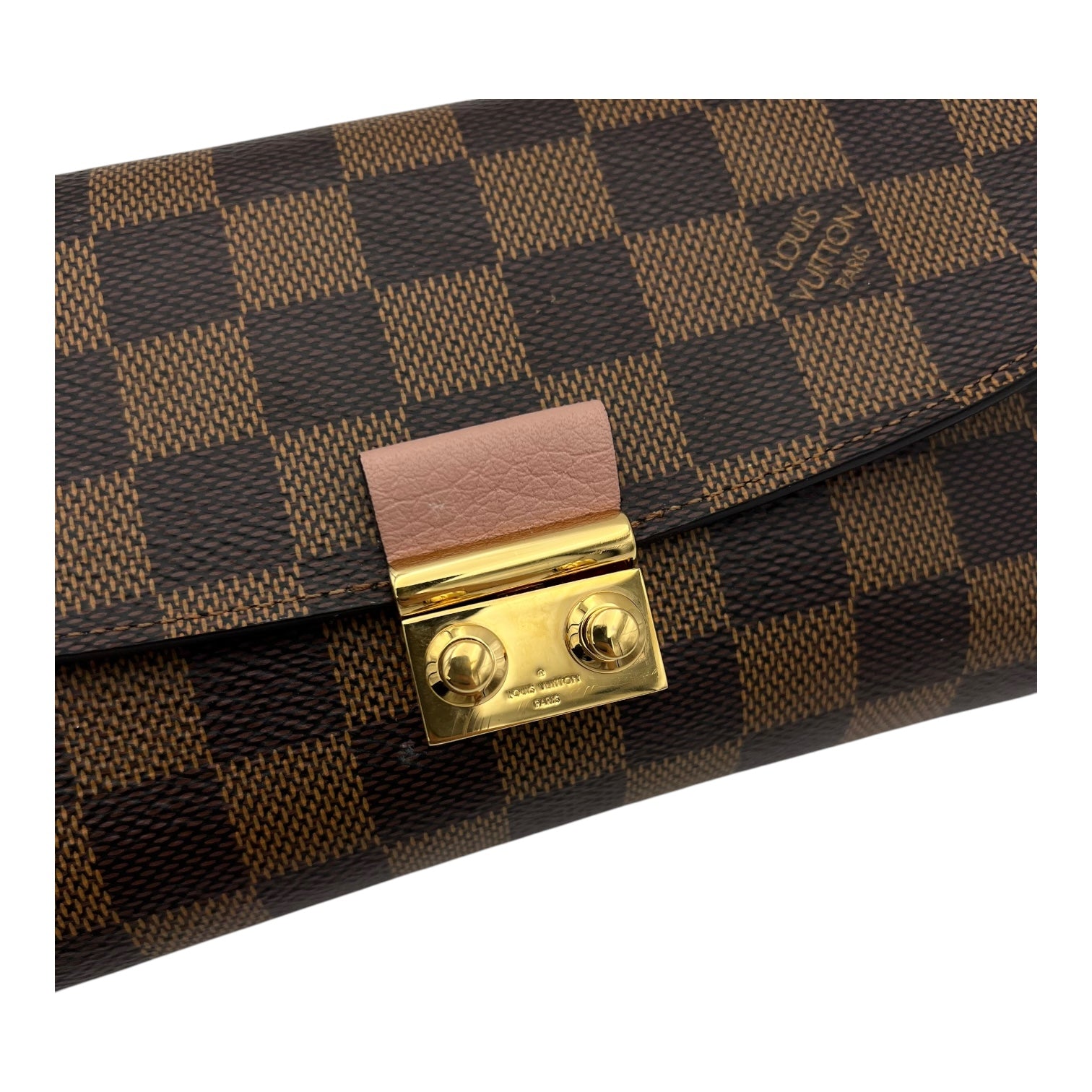 Croisette Wallet On Chain Damier Ebene in Coated Canvas, Gold hardware - Image 9
