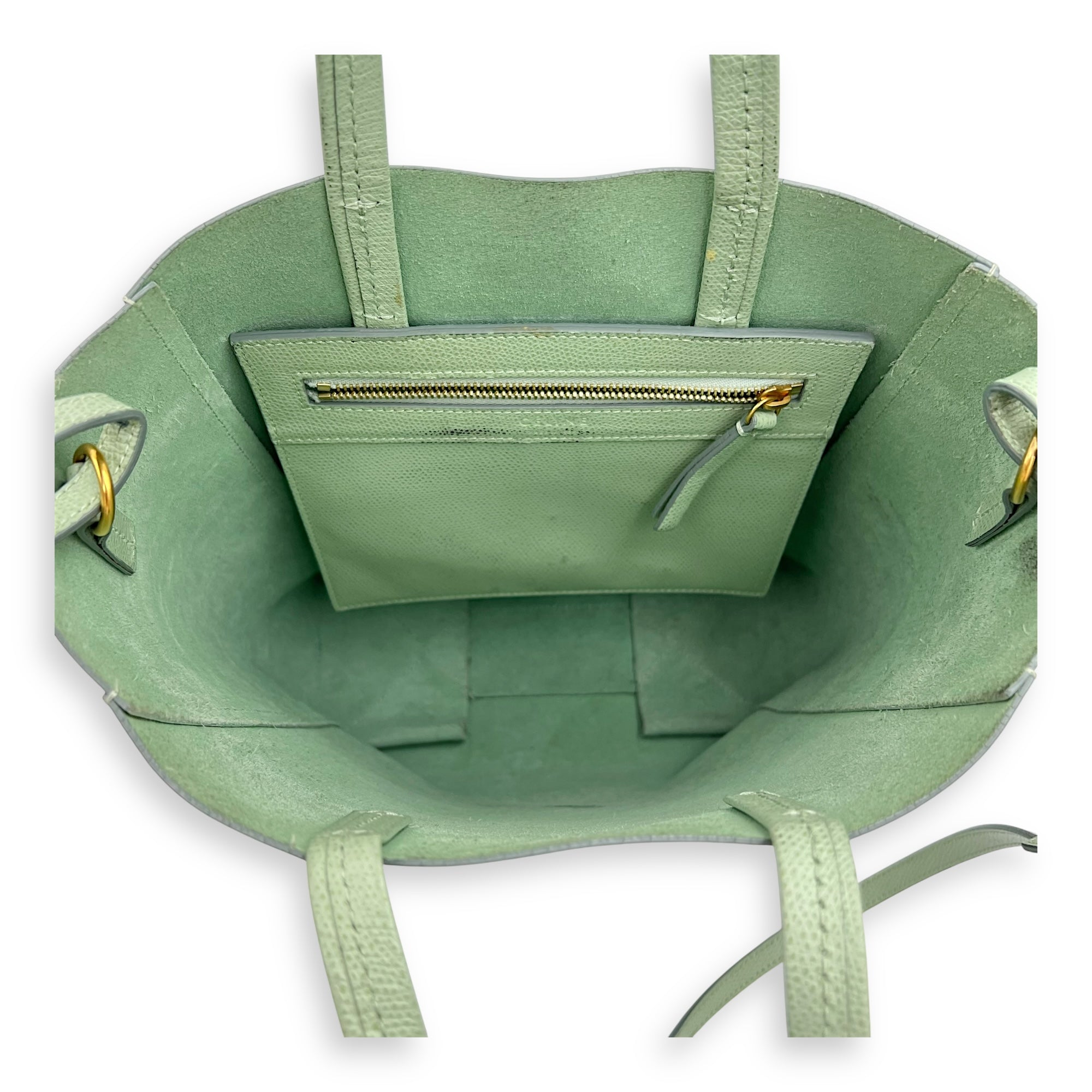 Cabas Green Tote Bag in Calfskin, Gold hardware - Image 4