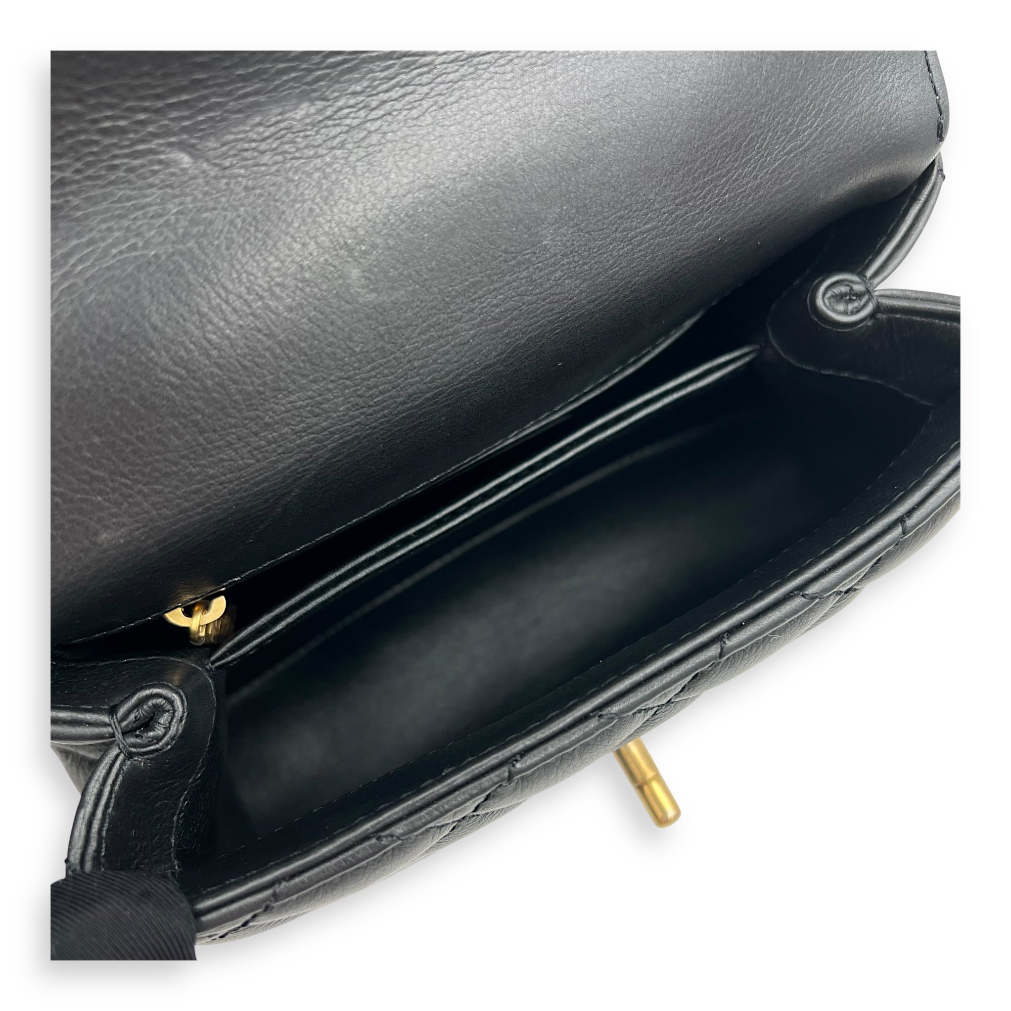 Coco Top Handle Bag Mini Black in Calfskin, Gold hardware - Image 9