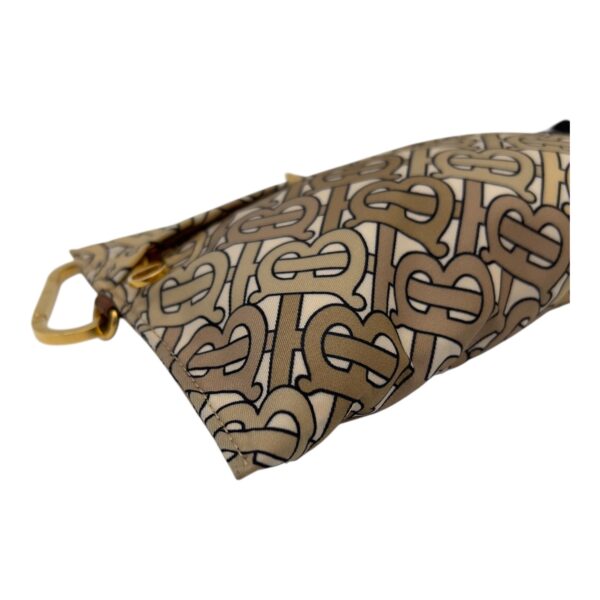 TB Logo Brown Pouch in Canvas, Gold hardware - Image 10