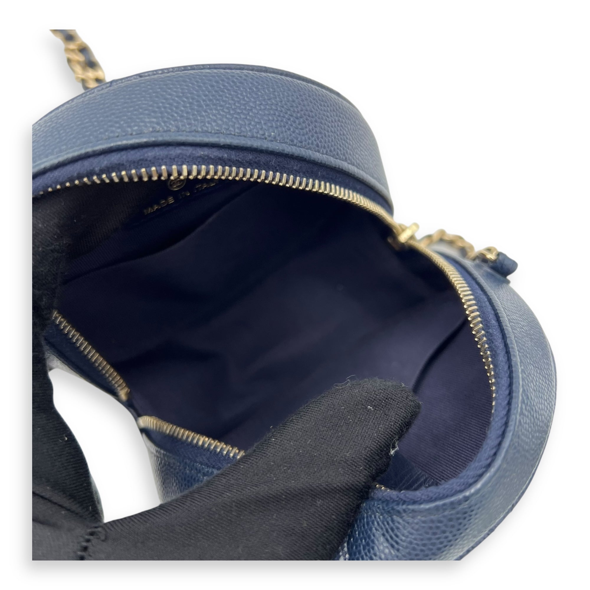 GHW mini round Crossbody Bag Mini Blue in Caviar Leather, Gold hardware - Image 8