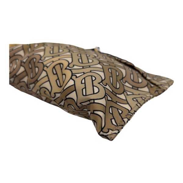 TB Logo Brown Pouch in Canvas, Gold hardware - Image 9