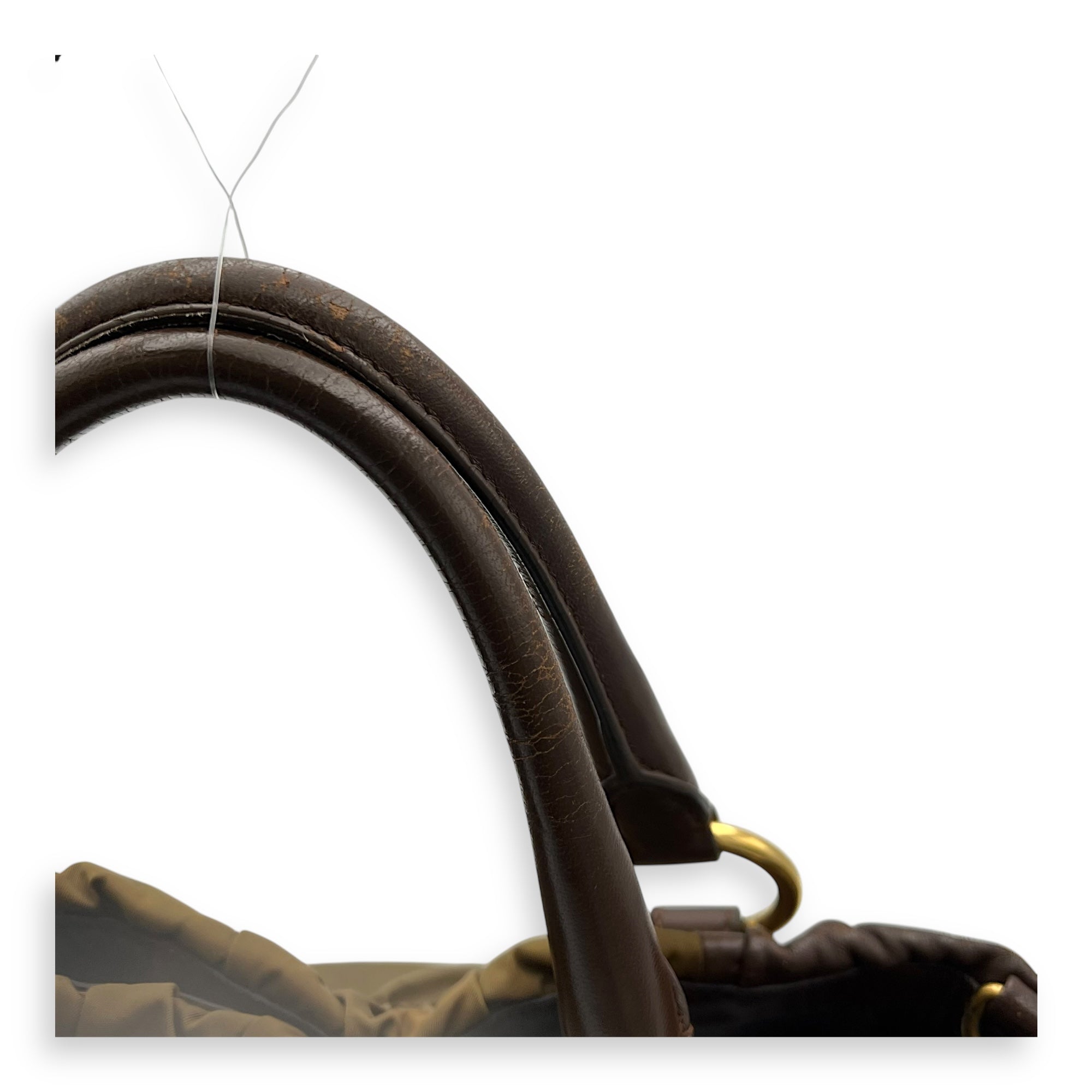 Vintage Top Handle Bag Green in Nylon, Gold hardware - Image 9