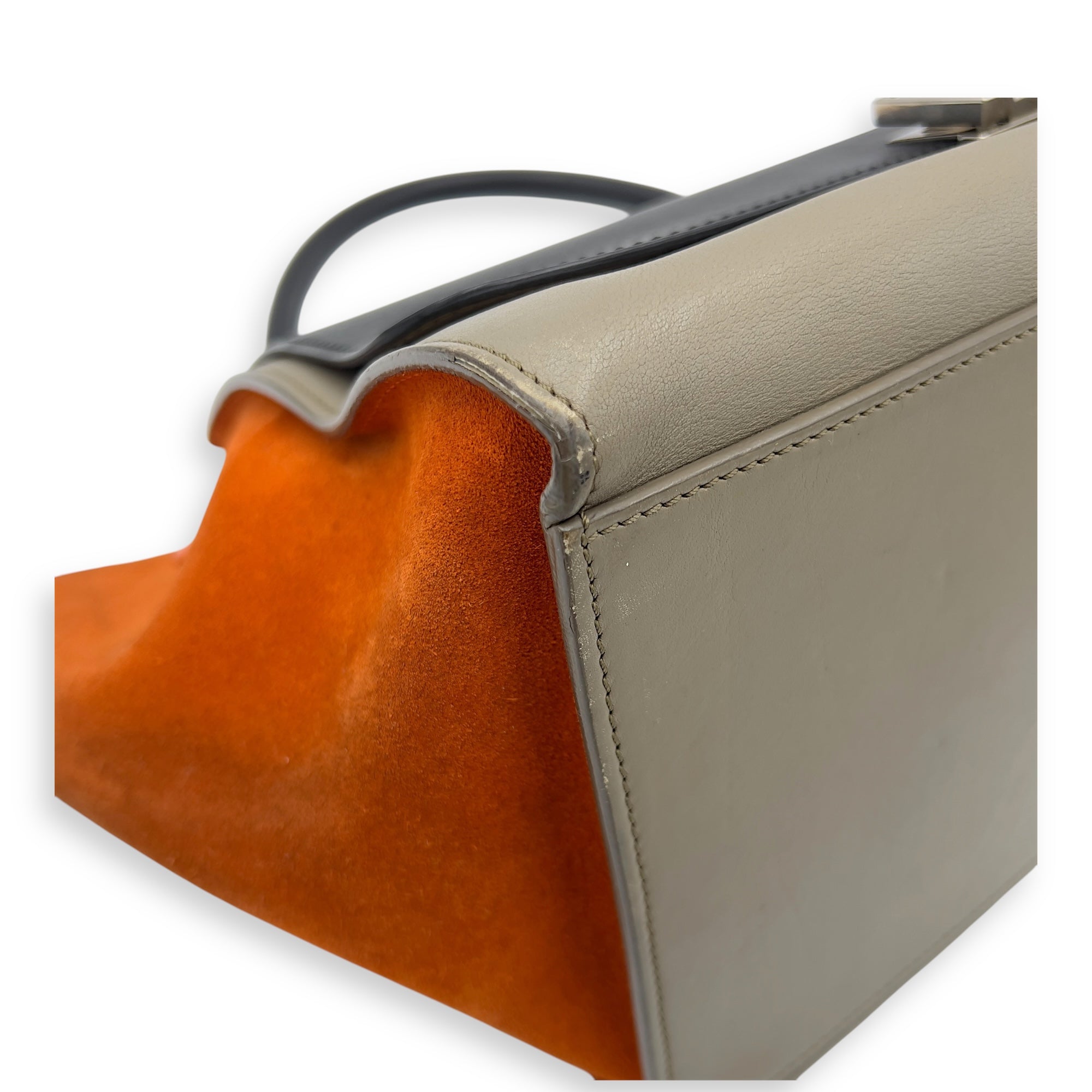 Trapeze Top Handle Bag Medium Black in Calfskin, Silver hardware - Image 9